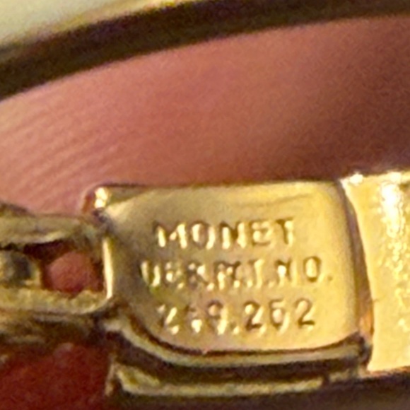 Monet Gold and Cream Hoop Earrings - Picture 5 of 5